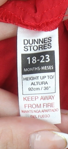 Dunnes Stores Girls Red Velvet Check Bow Fit & Flare Christmas Dress 18-24 Months