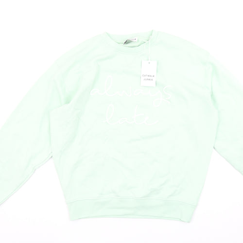 Catwalk Junkie Womens Mint Green Size 10 Always Late Sweatshirt
