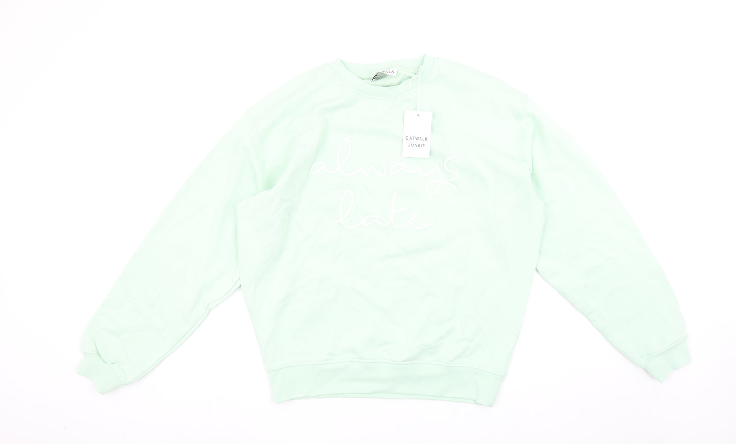 Catwalk Junkie Womens Mint Green Size 10 Always Late Sweatshirt