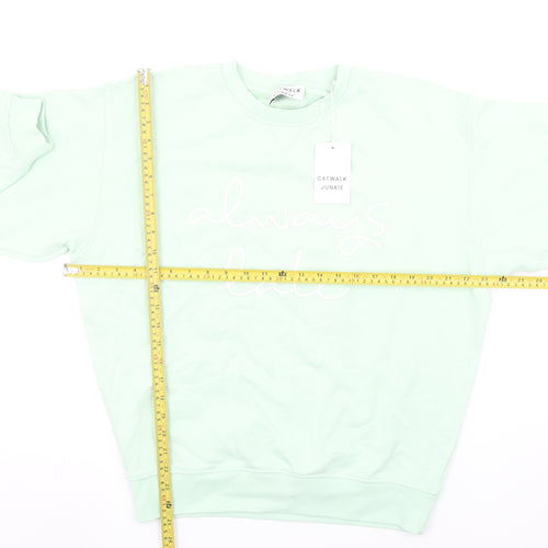 Catwalk Junkie Womens Mint Green Size 10 Always Late Sweatshirt