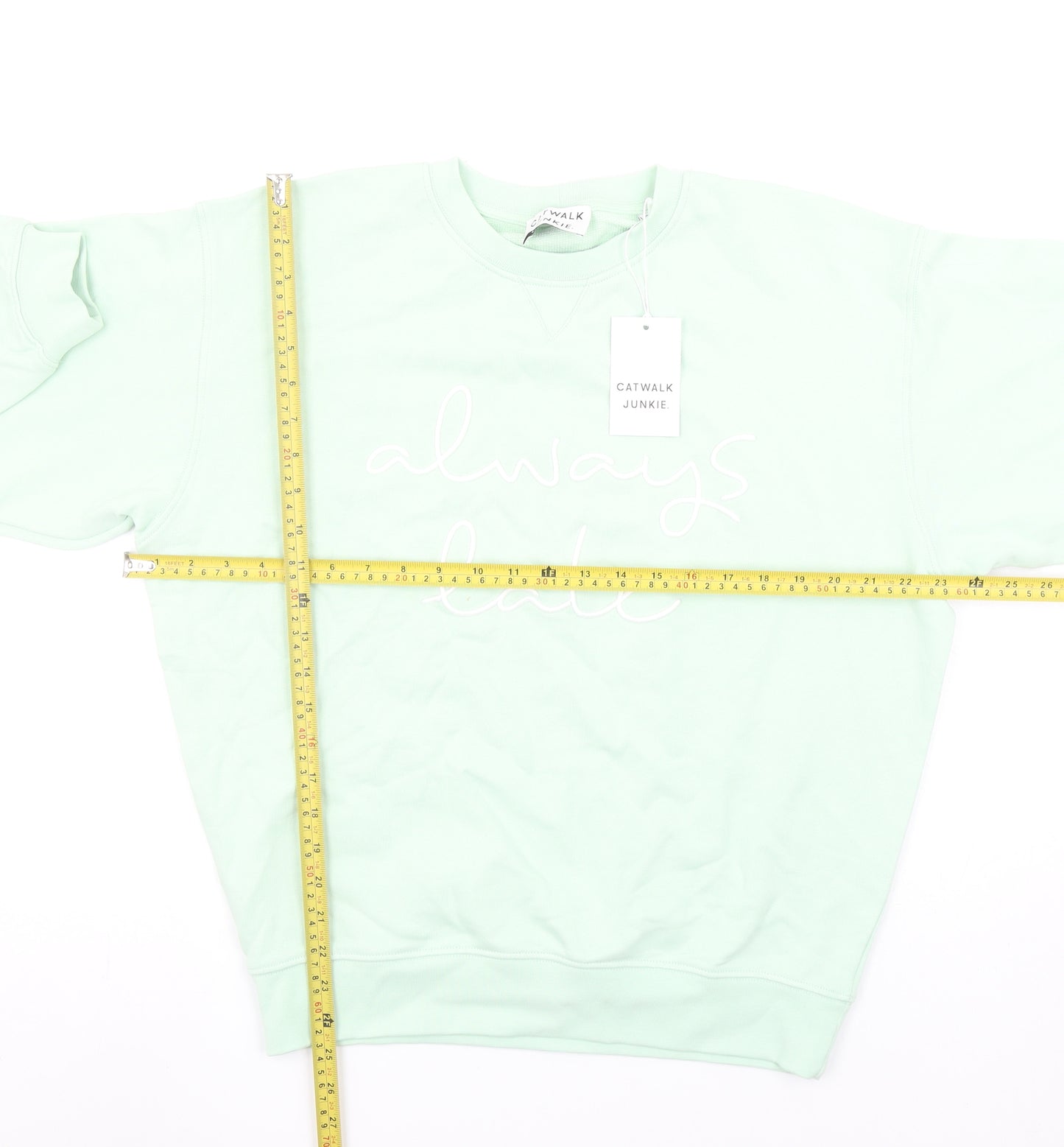 Catwalk Junkie Womens Mint Green Size 10 Always Late Sweatshirt