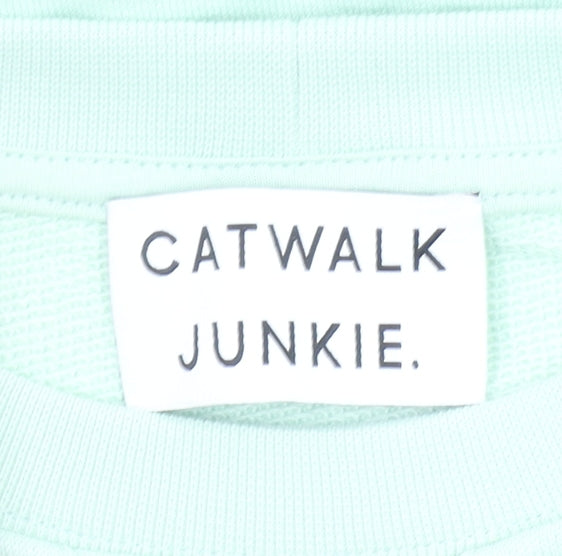 Catwalk Junkie Womens Mint Green Size 10 Always Late Sweatshirt