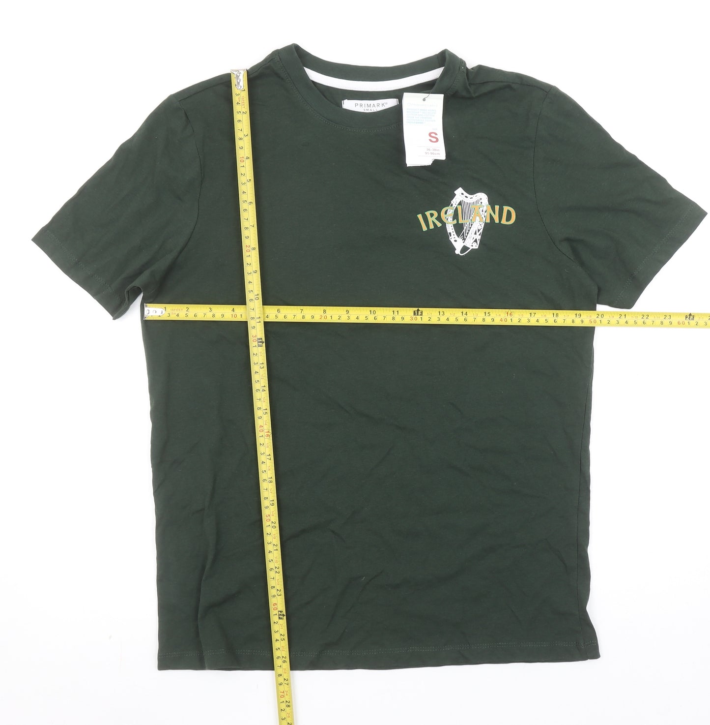 Primark Men's Green Ireland Graphic Regular Fit Cotton T-Shirt Size S