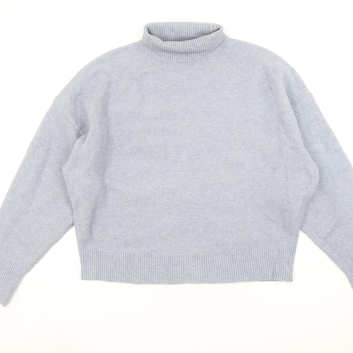 Zara Women's Grey Roll Neck Knit Jumper Size L