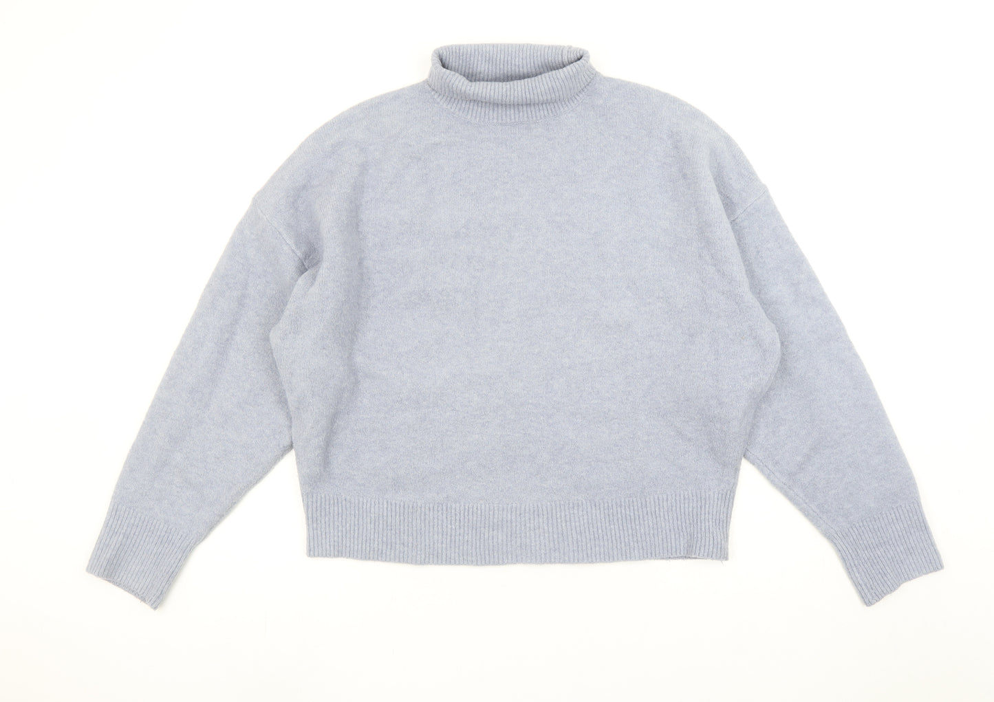 Zara Women's Grey Roll Neck Knit Jumper Size L