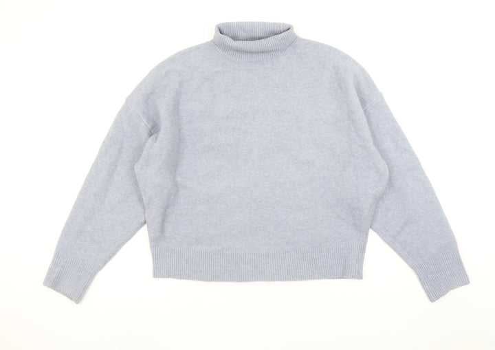 Zara Women's Grey Roll Neck Knit Jumper Size L