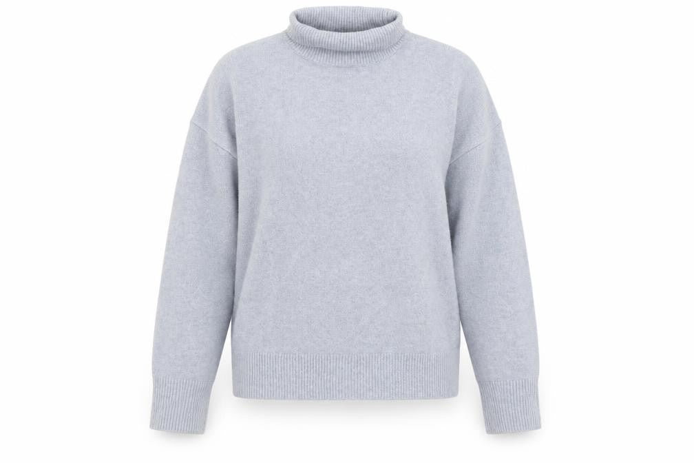 Front view of Zara Women's Grey Roll Neck Knit Jumper, size L