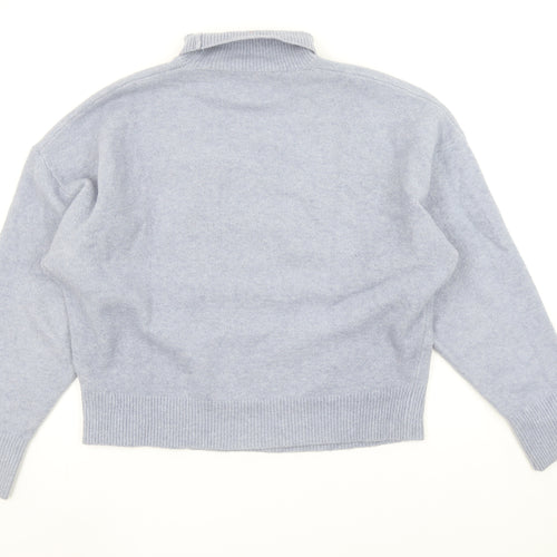 Zara Women's Grey Roll Neck Knit Jumper Size L