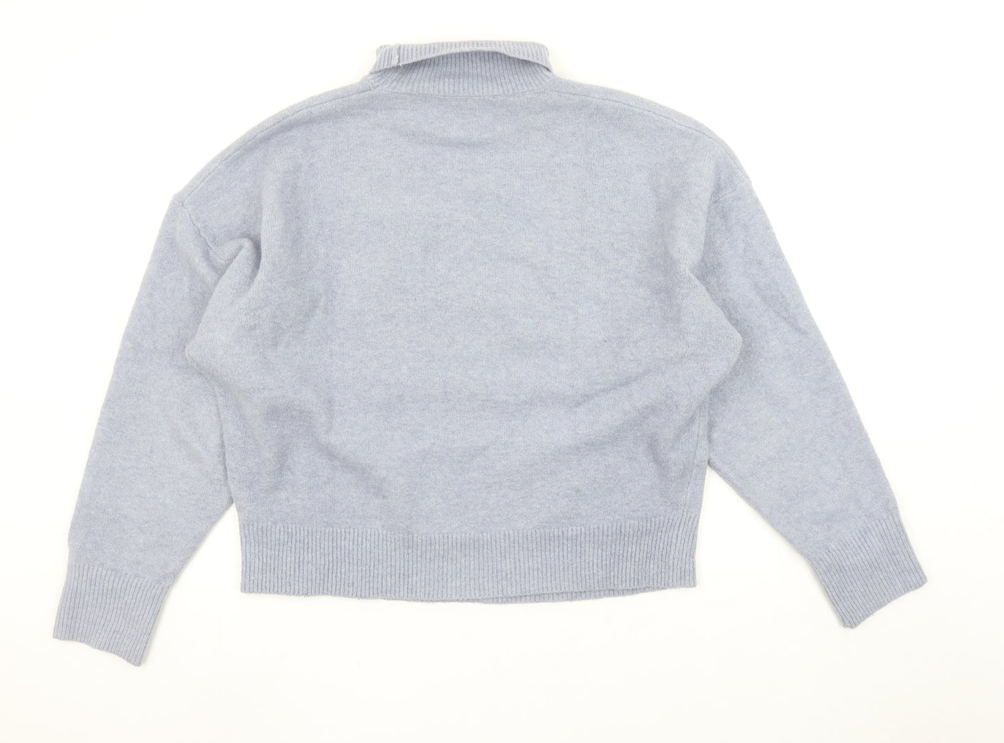 Zara Women's Grey Roll Neck Knit Jumper Size L