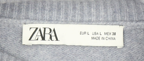 Zara Women's Grey Roll Neck Knit Jumper Size L