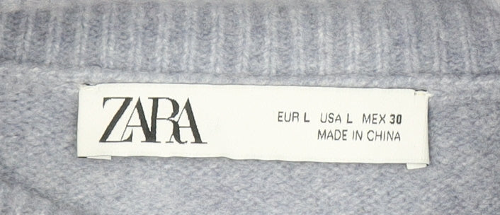 Zara Women's Grey Roll Neck Knit Jumper Size L