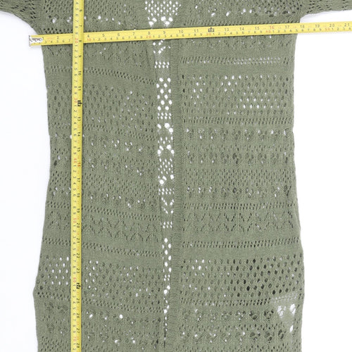 Fórmula Joven Women's Green Crochet Long Sleeve Open Cardigan Size 10
