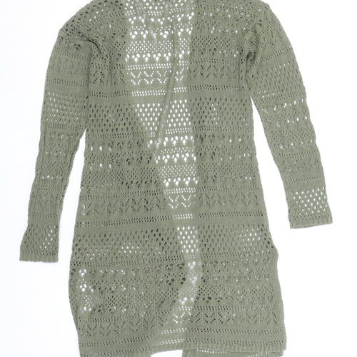 Fórmula Joven Women's Green Crochet Long Sleeve Open Cardigan Size 10