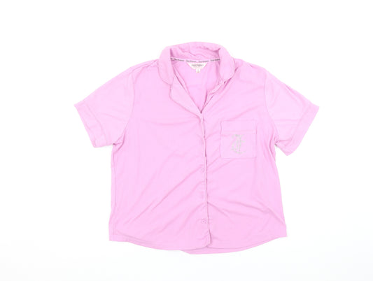Juicy Couture Womens Pink Collared Short Sleeve Pyjama Top M