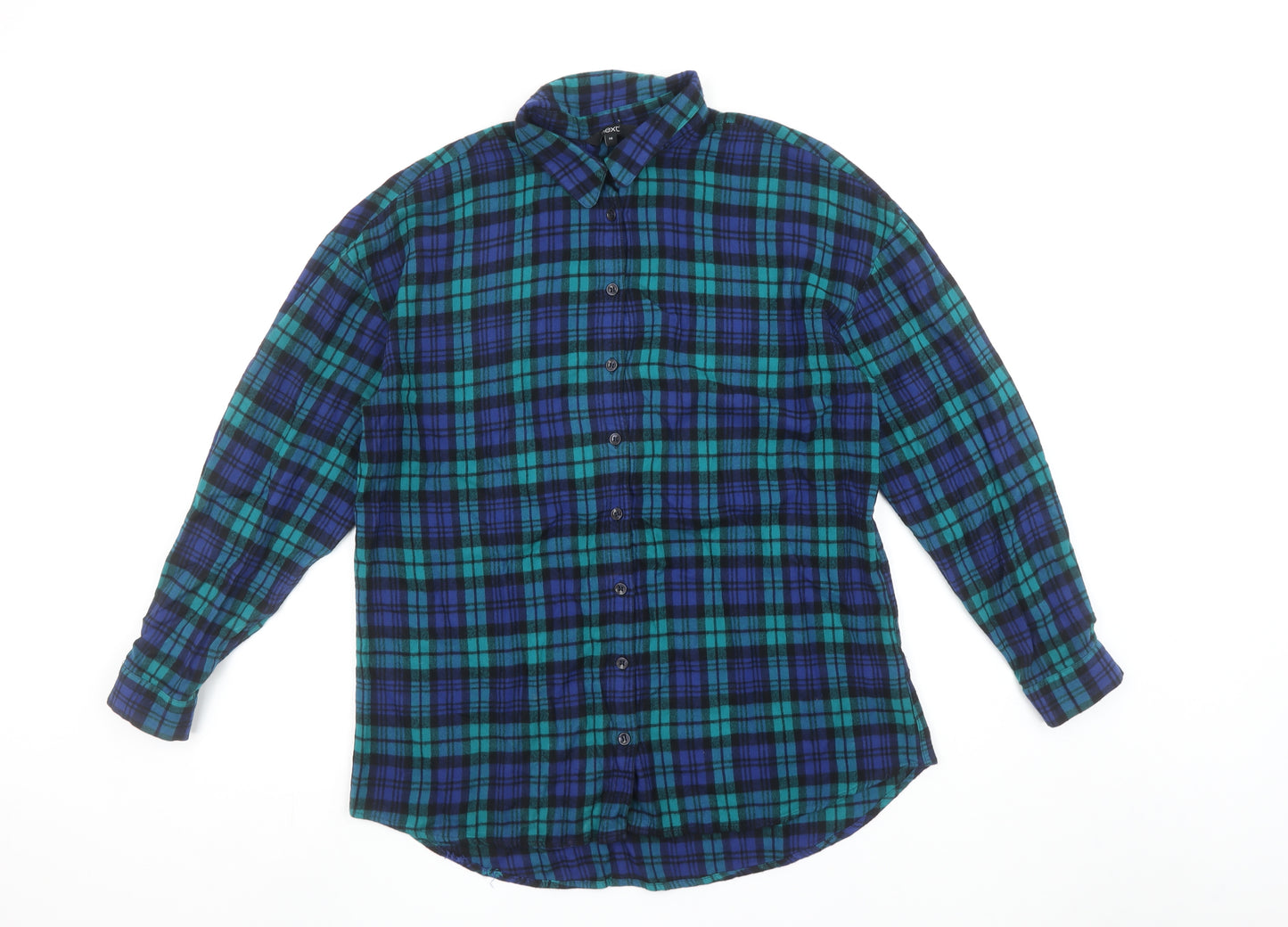 Next Womens Blue Plaid Long Sleeve Button-Up Shirt Size 14