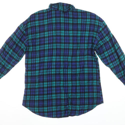 Next Womens Blue Plaid Long Sleeve Button-Up Shirt Size 14
