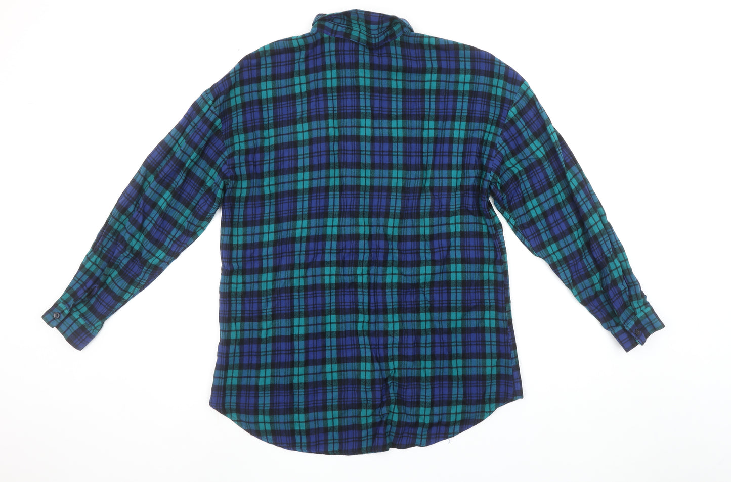 Next Womens Blue Plaid Long Sleeve Button-Up Shirt Size 14