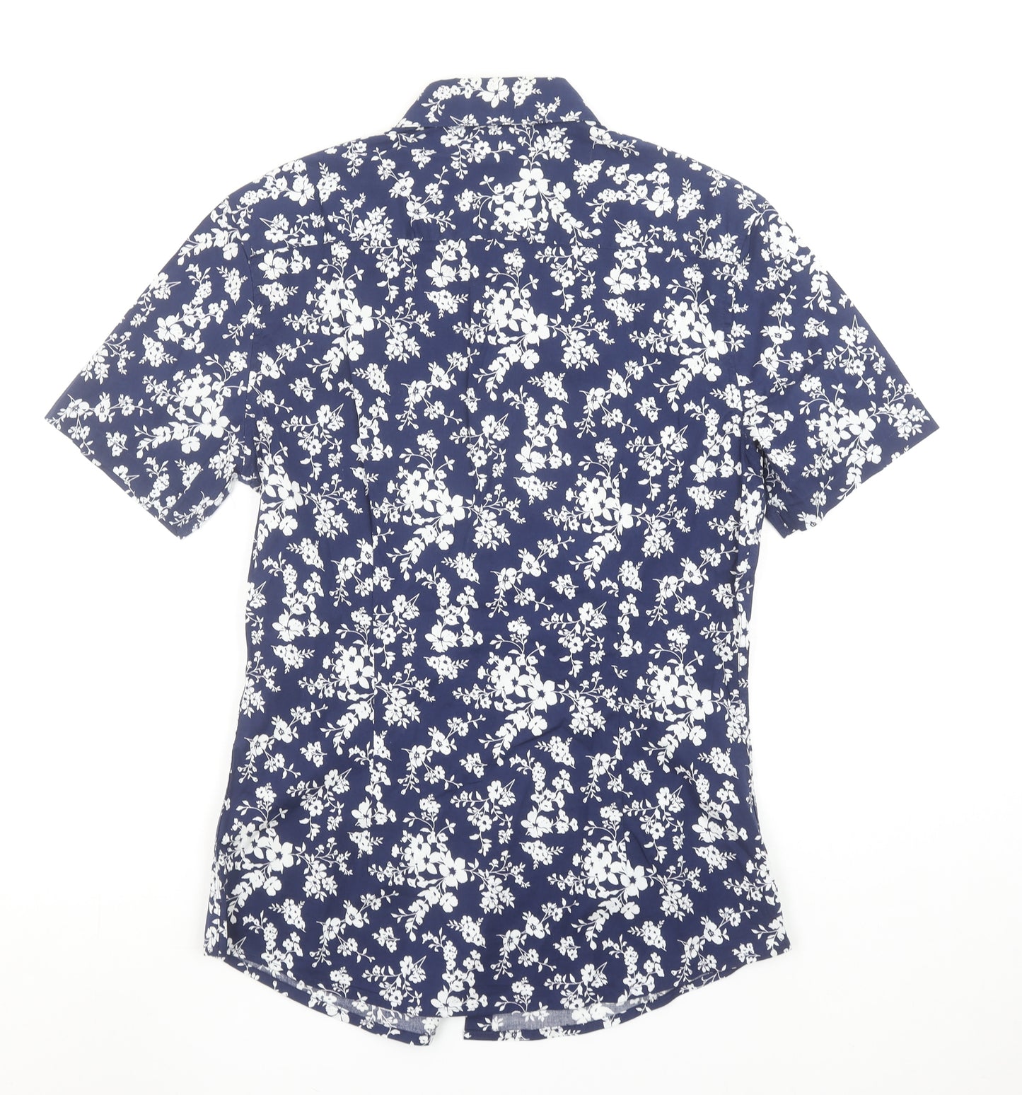 ASOS DESIGN Men's Blue Floral Short Sleeve Slim Fit Shirt Size M