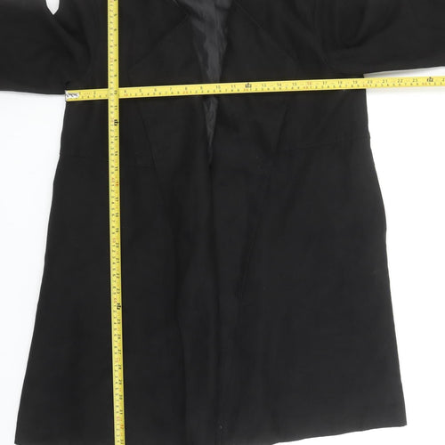 H&M Women Black Mid-Length Open Front Coat Size 12