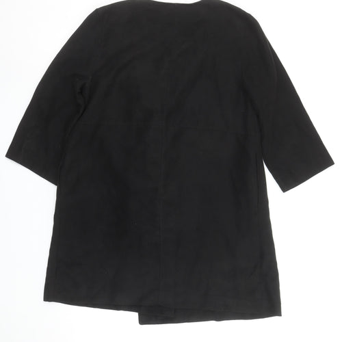 H&M Women Black Mid-Length Open Front Coat Size 12