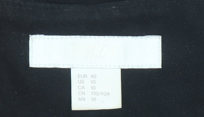 H&M Women Black Mid-Length Open Front Coat Size 12