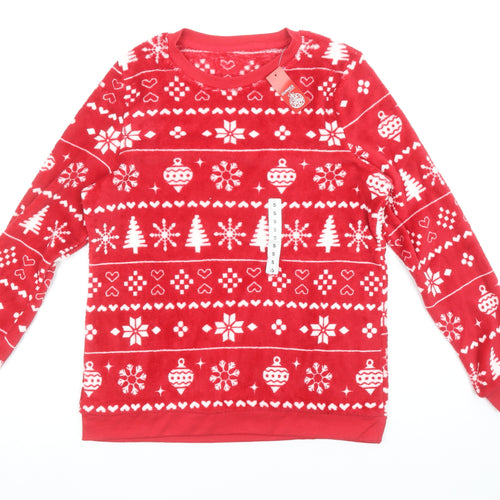 Dunnes Stores Women's Red Fleece Christmas Pyjama Top Size S