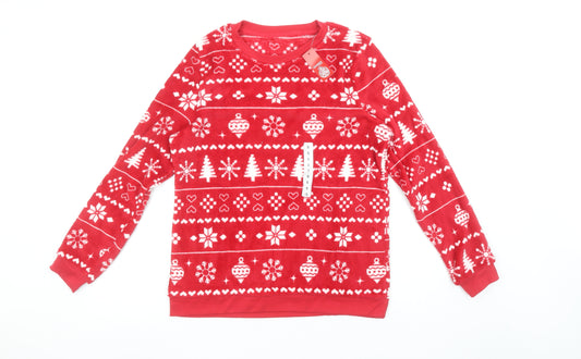 Dunnes Stores Women's Red Fleece Christmas Pyjama Top Size S