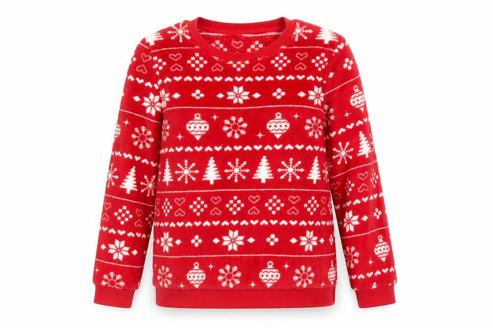 Dunnes Stores Women's Red Fleece Christmas Pyjama Top Size S