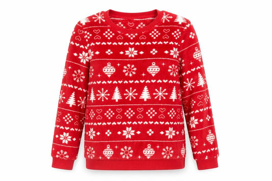 Dunnes Women's Red Fleece Christmas Pyjama Top Size S
