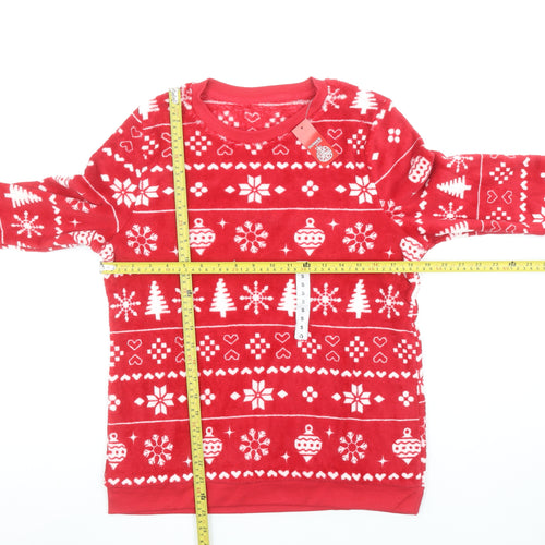 Dunnes Stores Women's Red Fleece Christmas Pyjama Top Size S