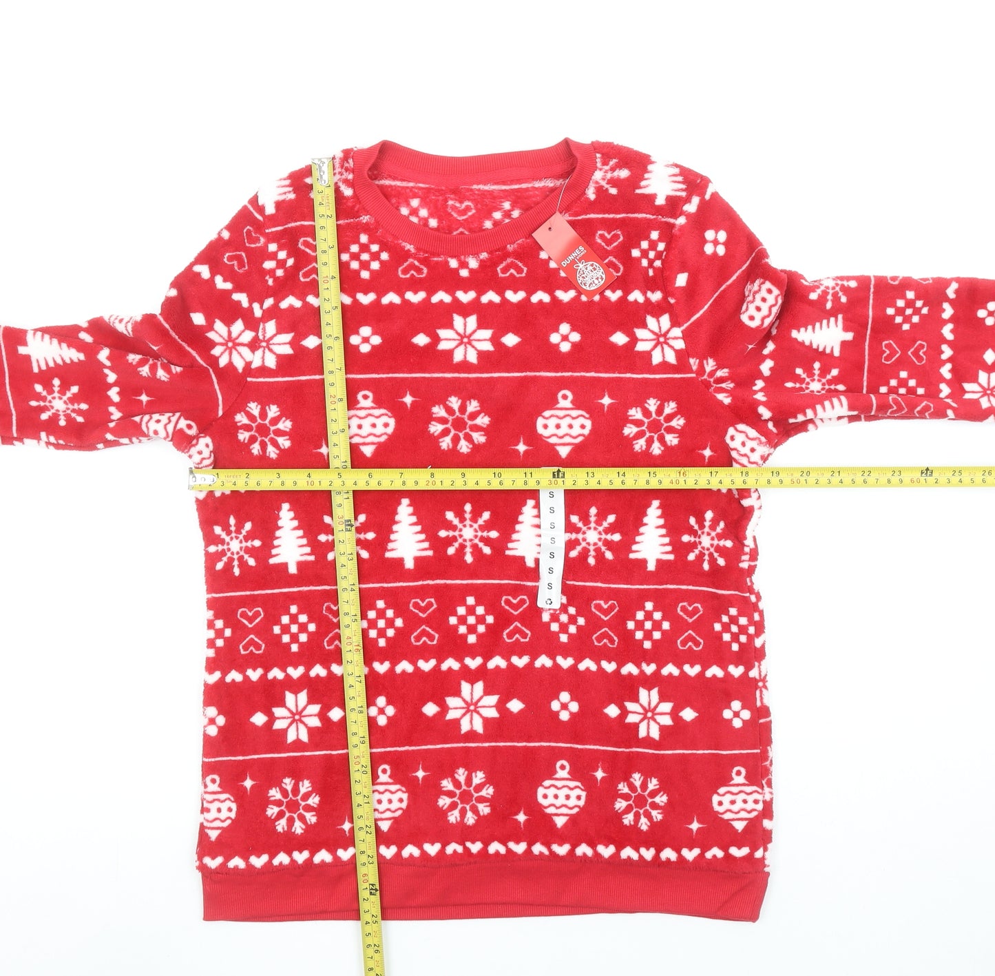 Dunnes Stores Women's Red Fleece Christmas Pyjama Top Size S