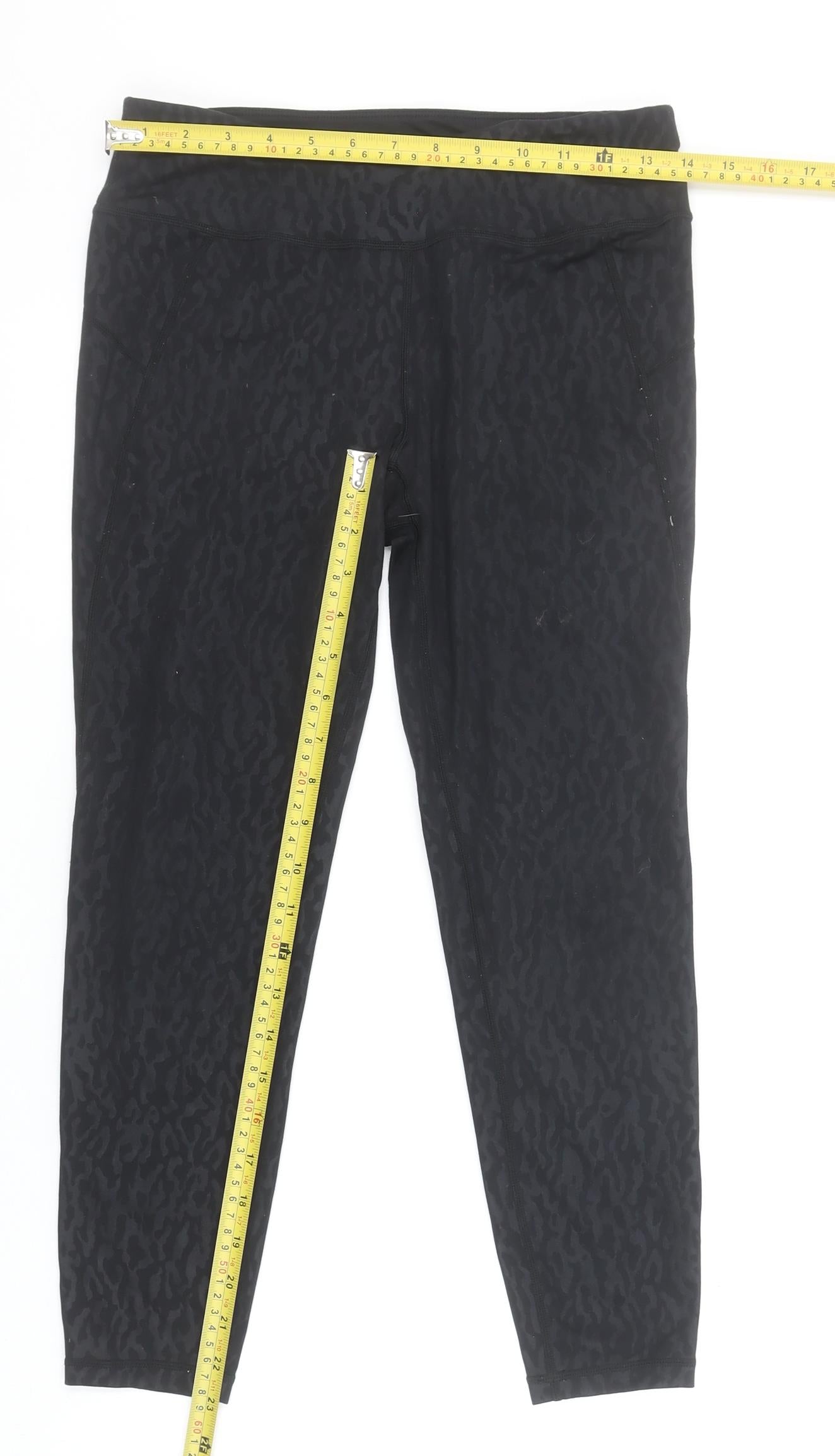 Sweaty Betty Women Black Small Ankle Leggings Animal Print Activewear