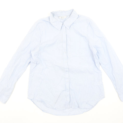 Lily Of The Row Women’s Blue Cotton Long Sleeve Button-Up Shirt Size 14