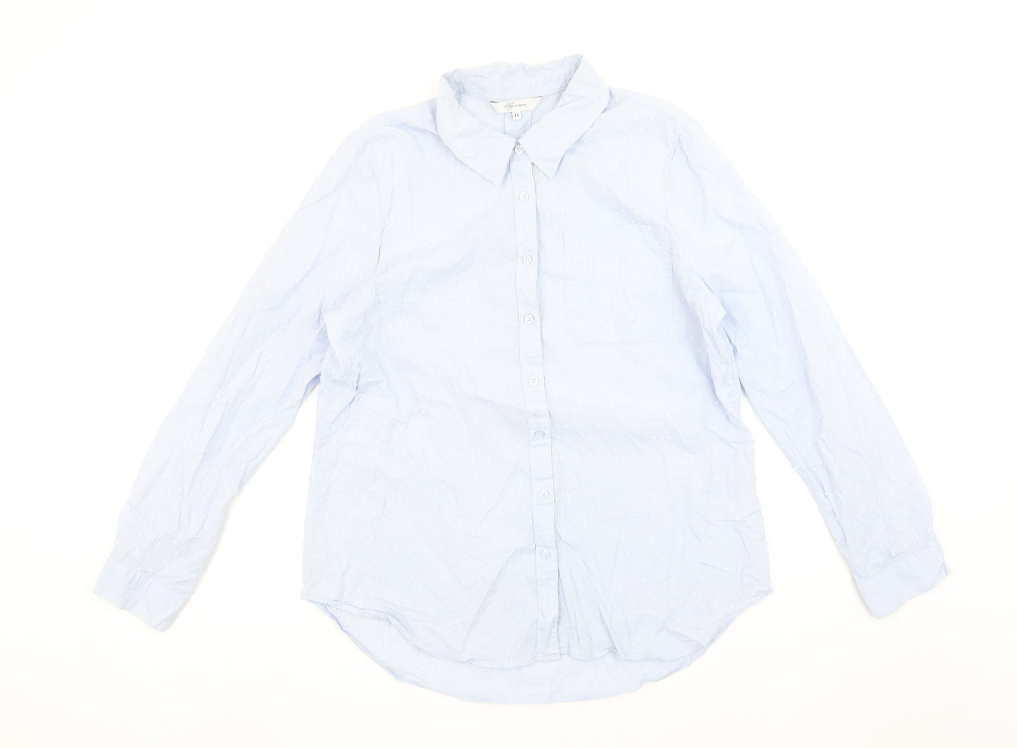 Lily Of The Row Women’s Blue Cotton Long Sleeve Button-Up Shirt Size 14