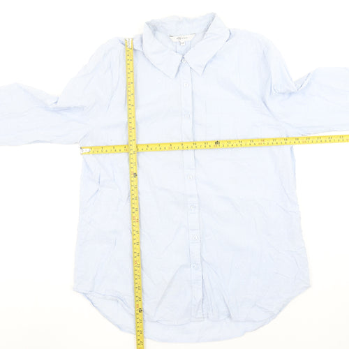 Lily Of The Row Women’s Blue Cotton Long Sleeve Button-Up Shirt Size 14