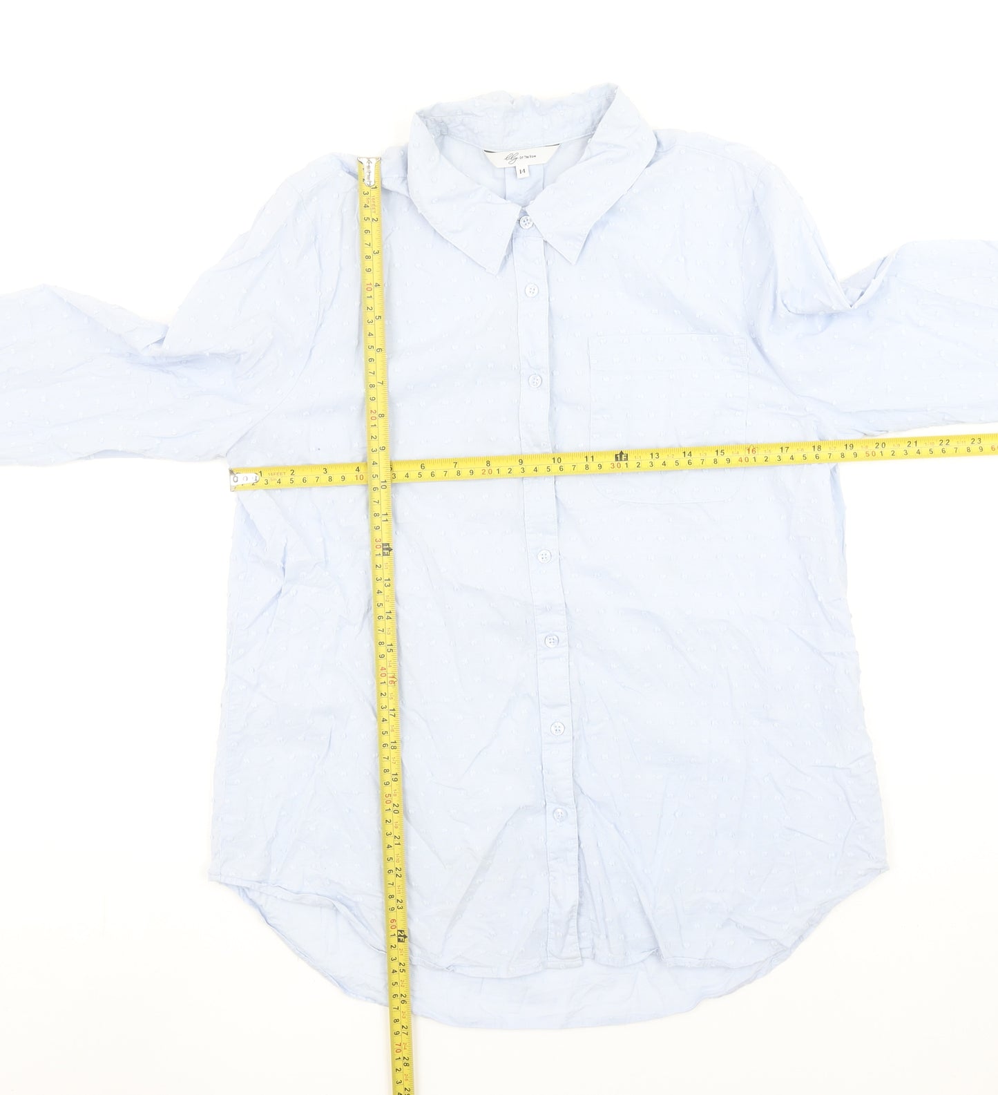 Lily Of The Row Women’s Blue Cotton Long Sleeve Button-Up Shirt Size 14