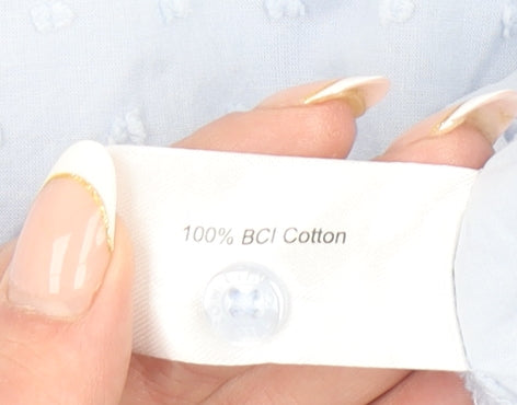 Lily Of The Row Women’s Blue Cotton Long Sleeve Button-Up Shirt Size 14