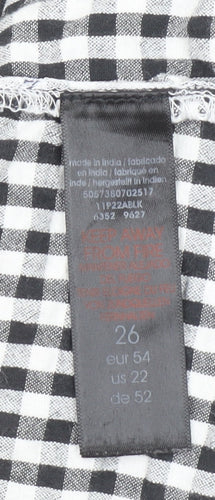 Evans Womens Black Check Embroidered Off Shoulder Cotton Blouse Size 26