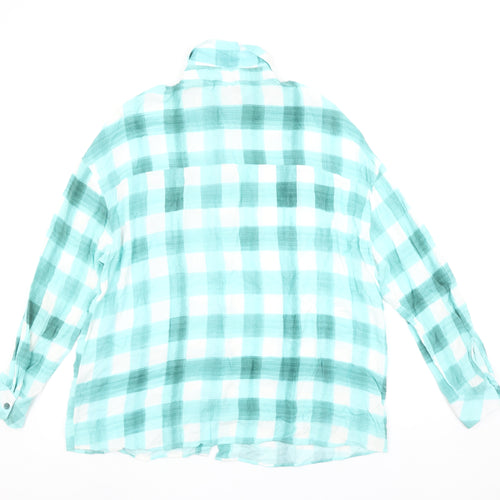 Gallery Women’s Blue Check Long Sleeve Button-Up Shirt Size 14