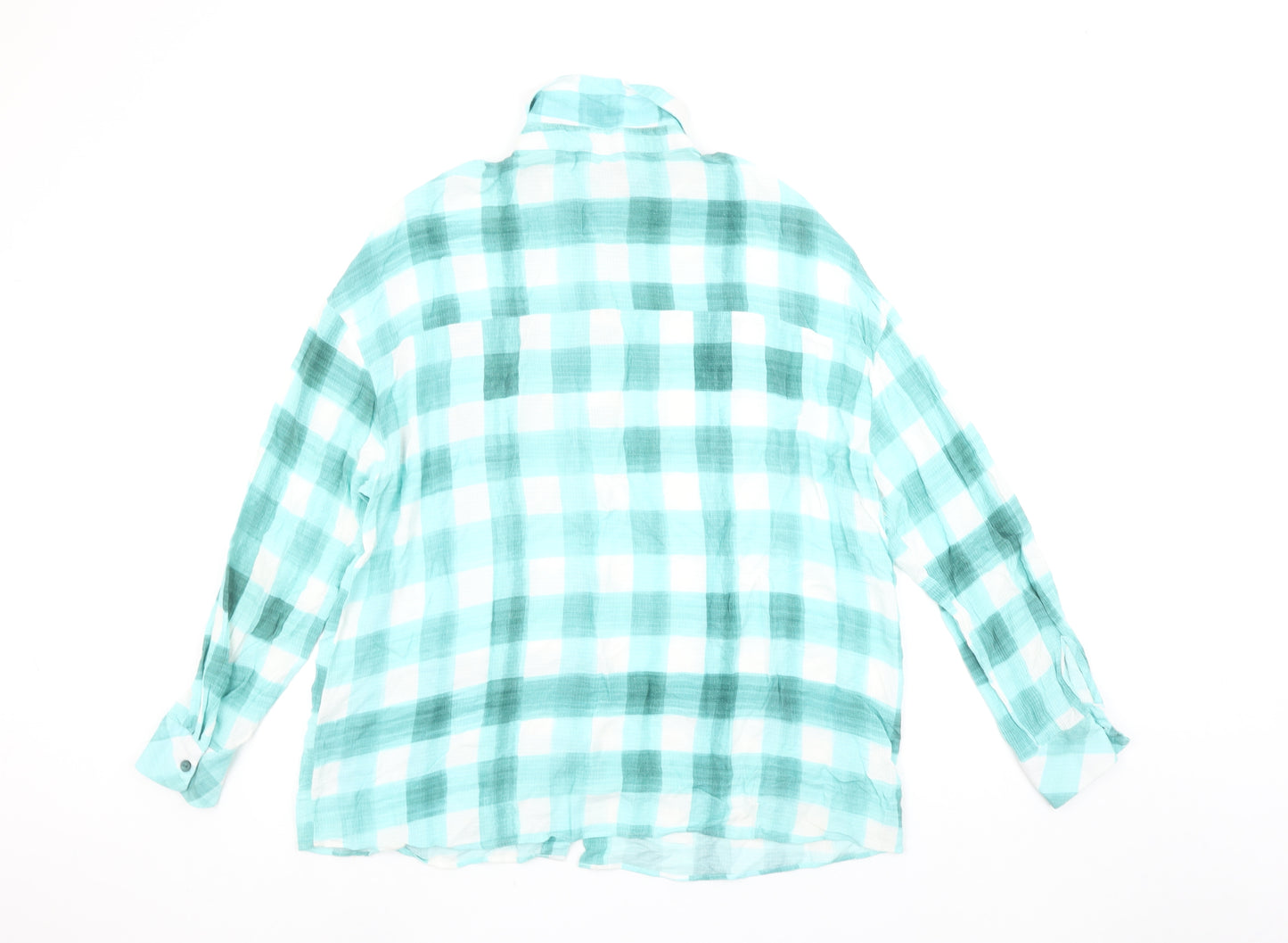 Gallery Women’s Blue Check Long Sleeve Button-Up Shirt Size 14