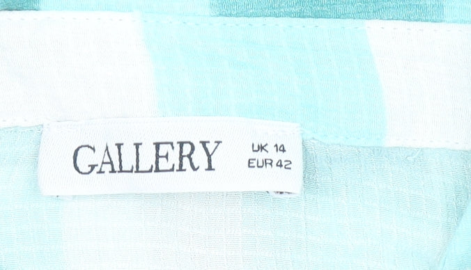 Gallery Women’s Blue Check Long Sleeve Button-Up Shirt Size 14