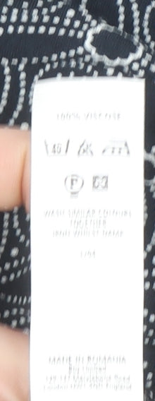 BHS Women’s Black Geometric A-Line Midi Skirt Size 12