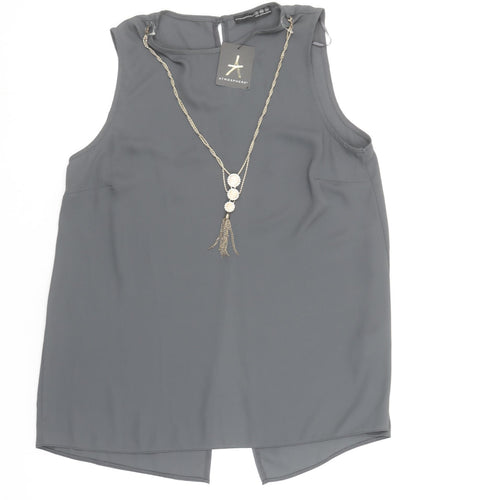 Atmosphere Women's Grey Chiffon Sleeveless Blouse Size 12