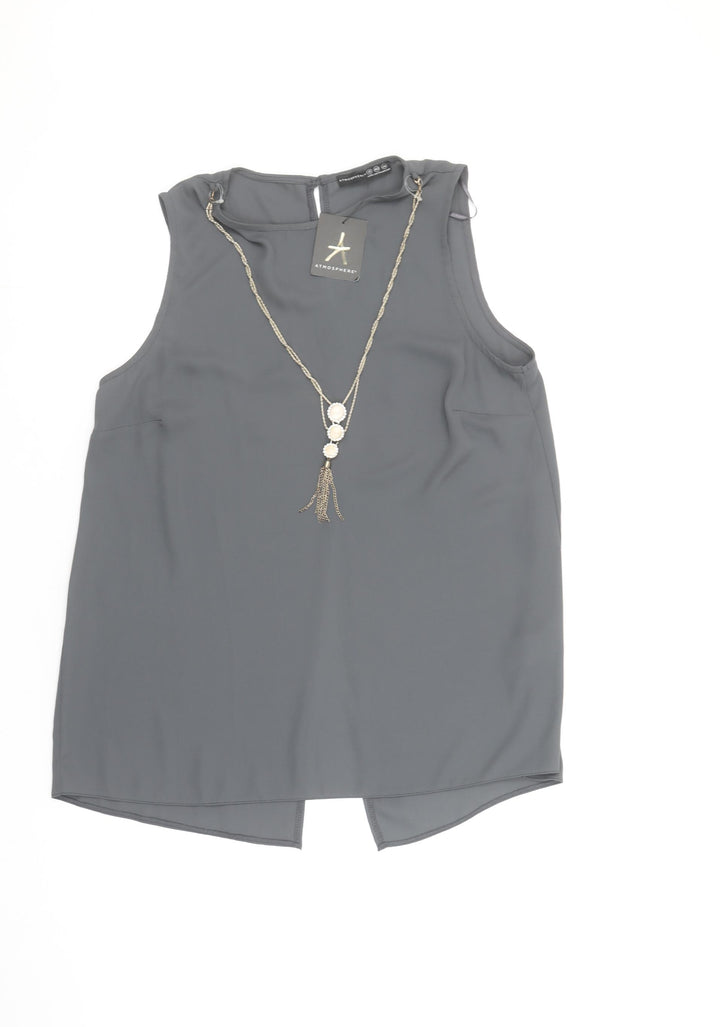 Atmosphere Women's Grey Chiffon Sleeveless Blouse Size 12