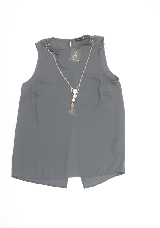 Atmosphere Women's Grey Chiffon Sleeveless Blouse Size 12