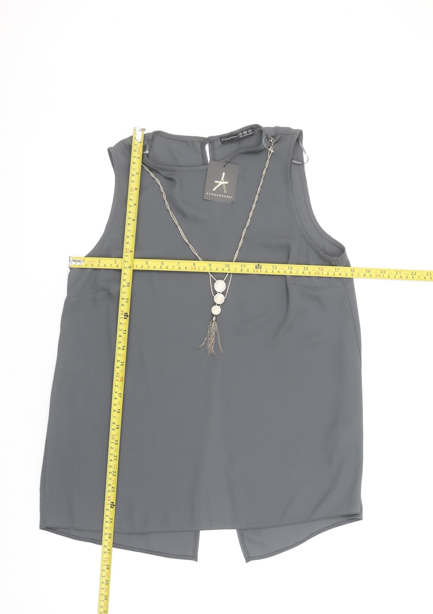 Atmosphere Women's Grey Chiffon Sleeveless Blouse Size 12