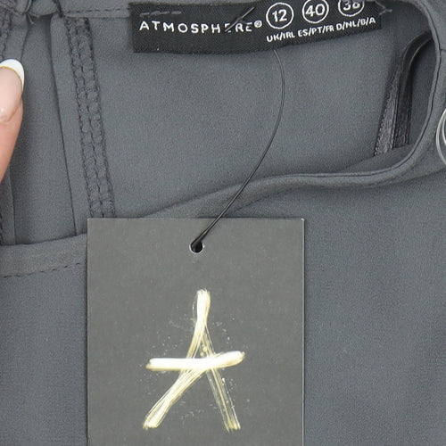 Atmosphere Women's Grey Chiffon Sleeveless Blouse Size 12