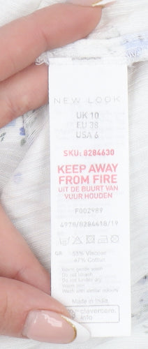 New Look Women's White Floral Camisole Tank Top Size 10