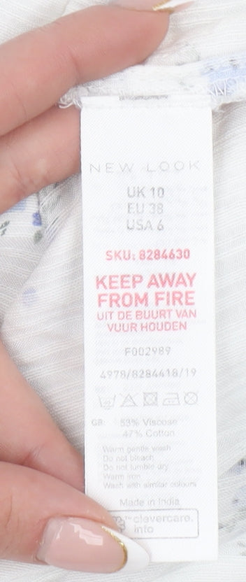 New Look Women's White Floral Camisole Tank Top Size 10