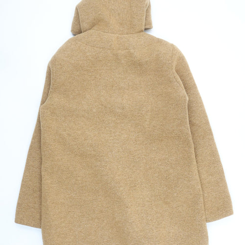 Made in Italy Women's Beige Hooded Mid-Length Polyester Coat Size L